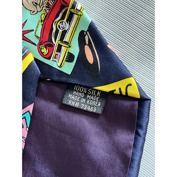 Vintage TIE Addiction Warner Bros Looney Tunes Black 100% Silk 1991 - Picture 5 of 5